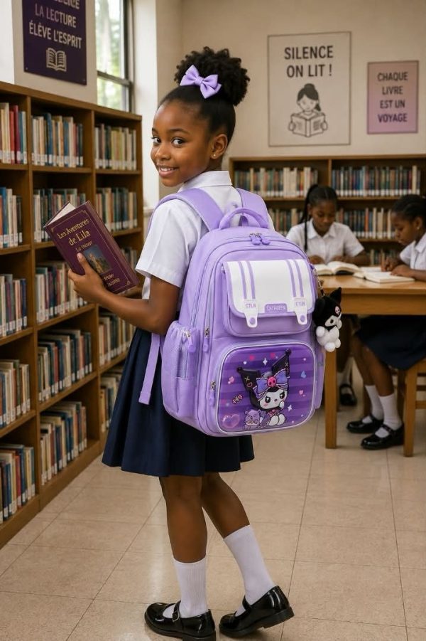 Sac à Dos Scolaire Violet Kuromi pour Fille